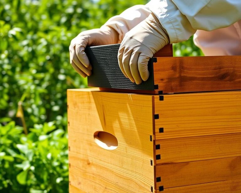 Ajuste fino da colmeia com calços de borracha