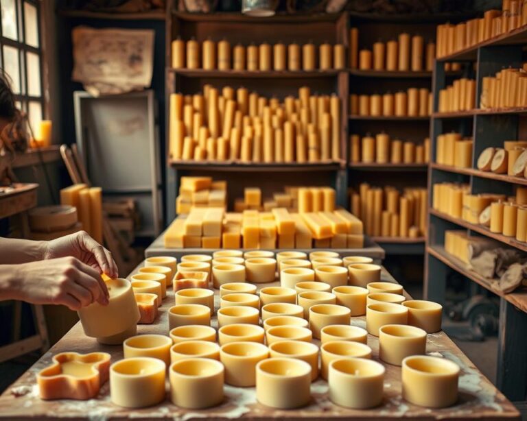 Fabricação de velas de cera pura de abelha