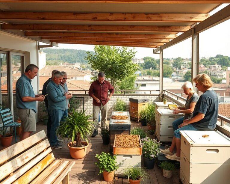 Meetups mensais de apicultores em varandas