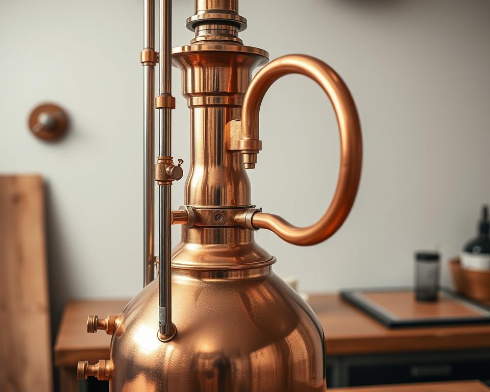 Montagem do equipamento de destilação