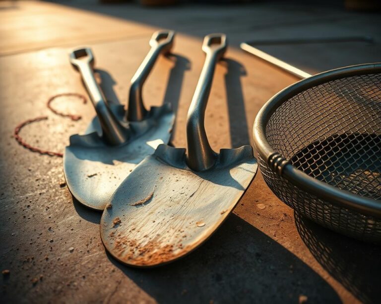 Pás e peneiras para remoção de detritos na inspeção