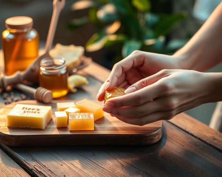 Preparando bálsamo labial de própolis